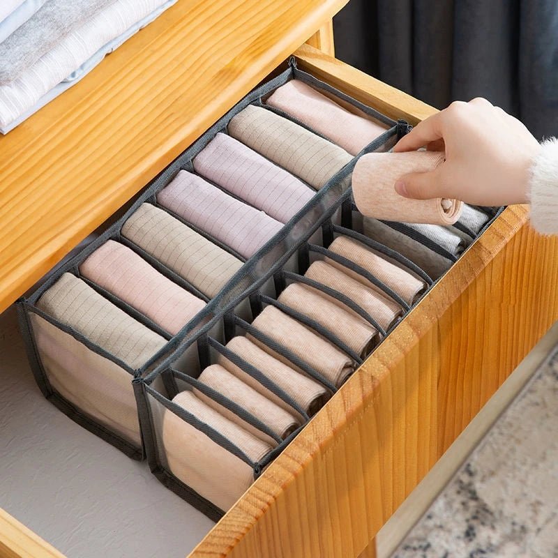 Drawer Organizer for Underwear, Wardrobe Organisers with Grid Compartments, Fabric Clothes Organiser for Socks and Bras_03