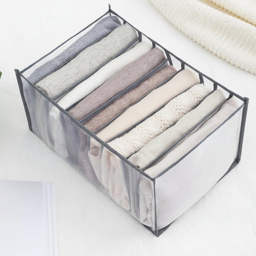 Drawer Organizer for Underwear, Wardrobe Organisers with Grid Compartments, Fabric Clothes Organiser for Socks and Bras_08