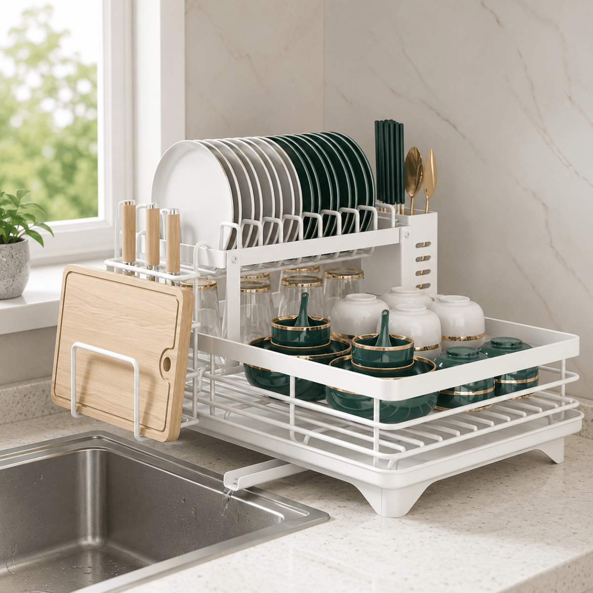 Dish Drying Rack Foldable, Cutlery Holder – image 7
