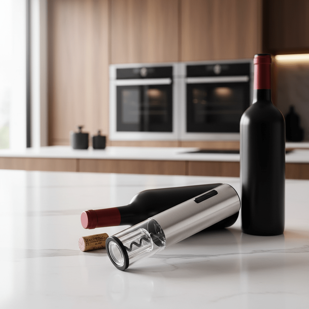 Electric Wine Opener, 4 in 1 Electric Corkscrew with Foil Cutter, Pourer and Wine Bottle Stopper, Wine Gift Set_01