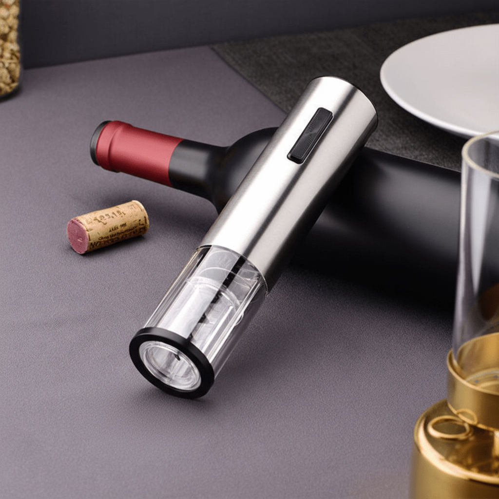 Electric Wine Opener, 4 in 1 Electric Corkscrew with Foil Cutter, Pourer and Wine Bottle Stopper, Wine Gift Set_03