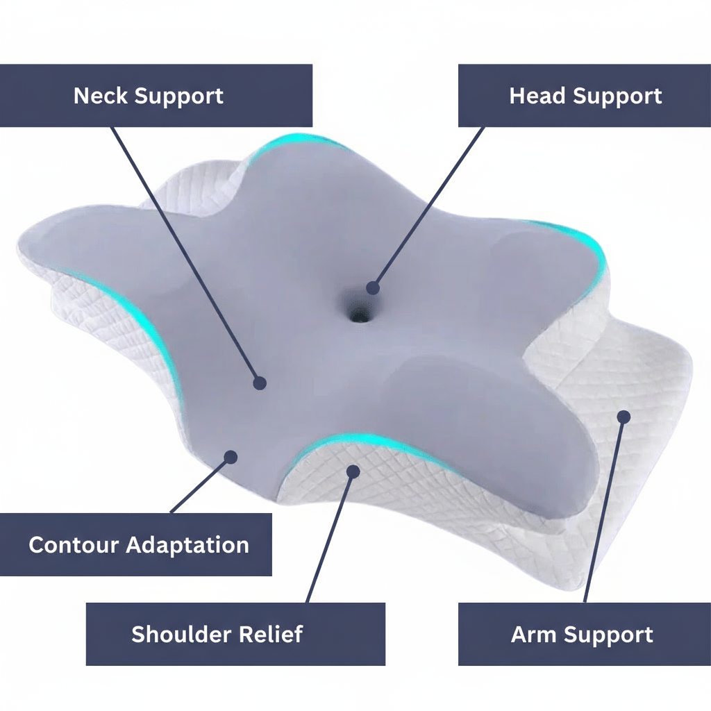 Memory Foam Pillow for Neck Pain, Orthopaedic Pillow for Side Sleepers, Cervical Support Pillow with Washable Cover_03