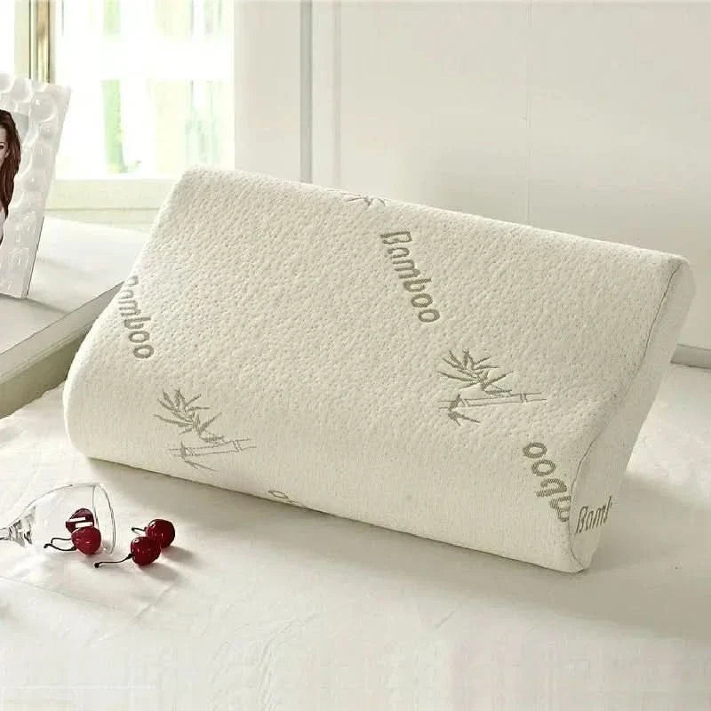 Memory Foam Pillow, Bamboo Neck Pillow for Neck Support, Travel Pillow for Sofa and Bed_05