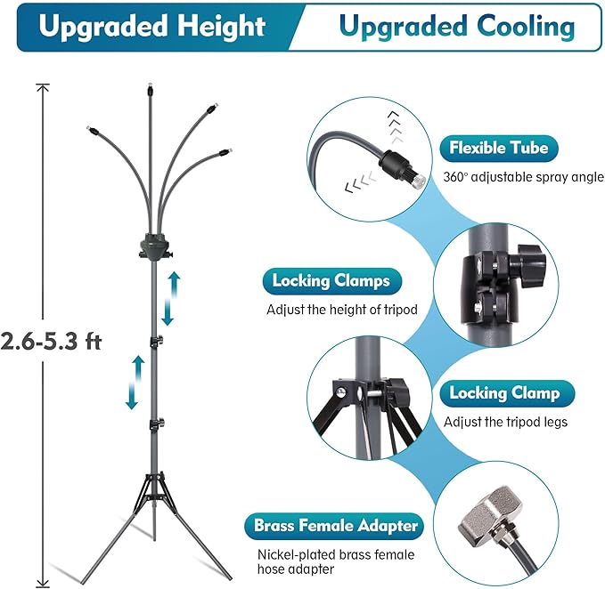 Outdoor Misting System | Adjustable Water Mister with Durable Tripod | Efficient Cooling for Patios and Lawns 1