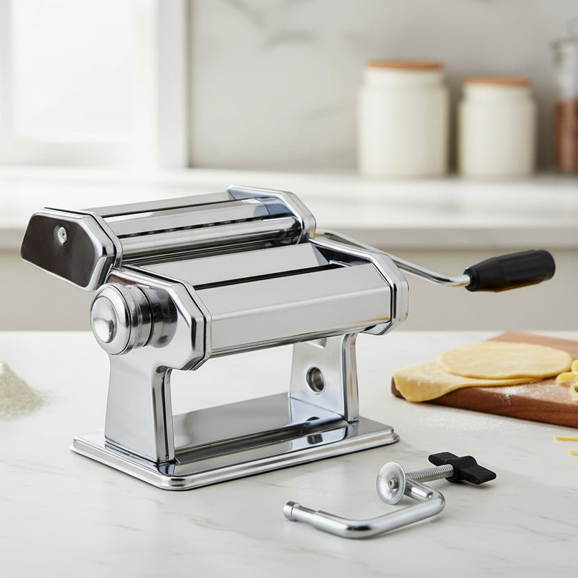 Pasta Maker Machine, Manual Pasta Machine with 7 Thickness Settings, Stainless Steel Pasta Roller and Cutter for Lasagne_00