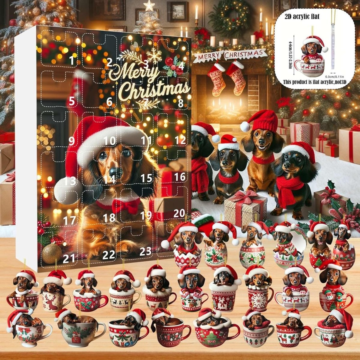 Christmas Countdown with 24 Sausage Dog Ornaments, Dachshund Gifts for Dog Lovers – image 6