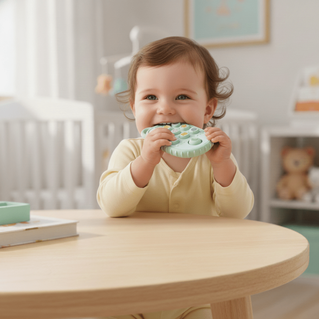 Silicone Teething Ring Mobile for Babies, Soft Phone Teether, Hanging Teething Toy for Small Hands_01