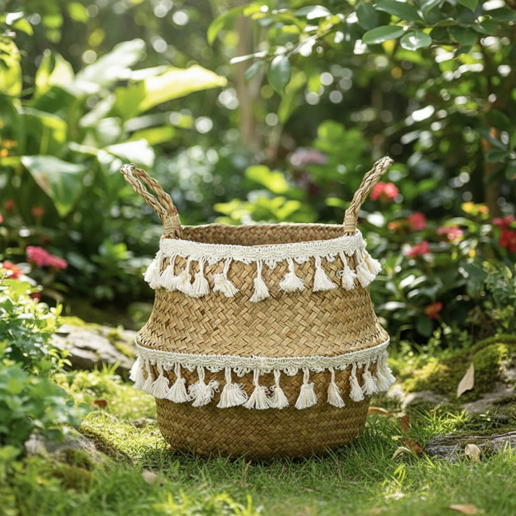Wicker Baskets, Handmade Foldable Willow Basket for Plants, Woven Storage Basket, Plant Pot Cover for Home