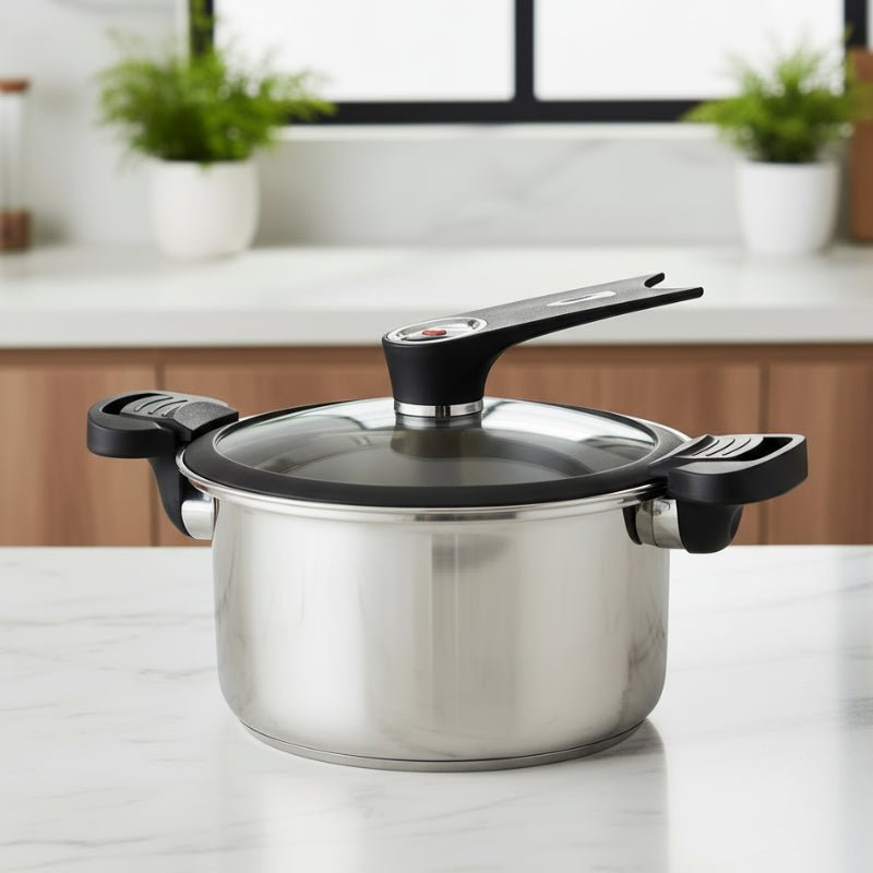 Pressure Cooker Stainless Steel 24 cm or 26 cm, Stovetop Pressure Cooker for Induction Hob, Stew Pot for Soups
