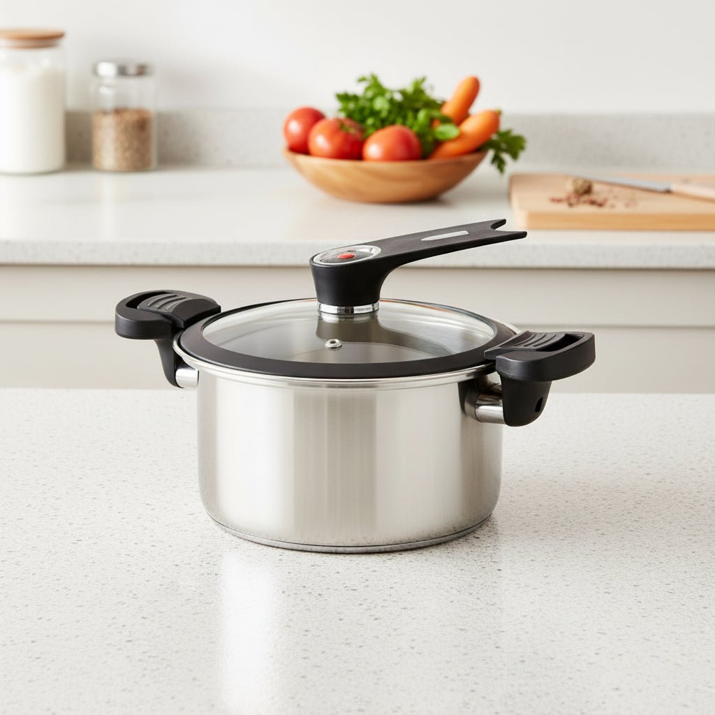 Pressure Cooker Stainless Steel 24 cm or 26 cm, Stovetop Pressure Cooker for Induction Hob