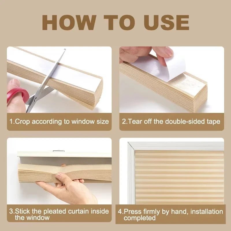 No Drill Blinds, Pleated Window Blinds Self Adhesive, Stick On Kitchen Blinds for Bedroom and Office_03