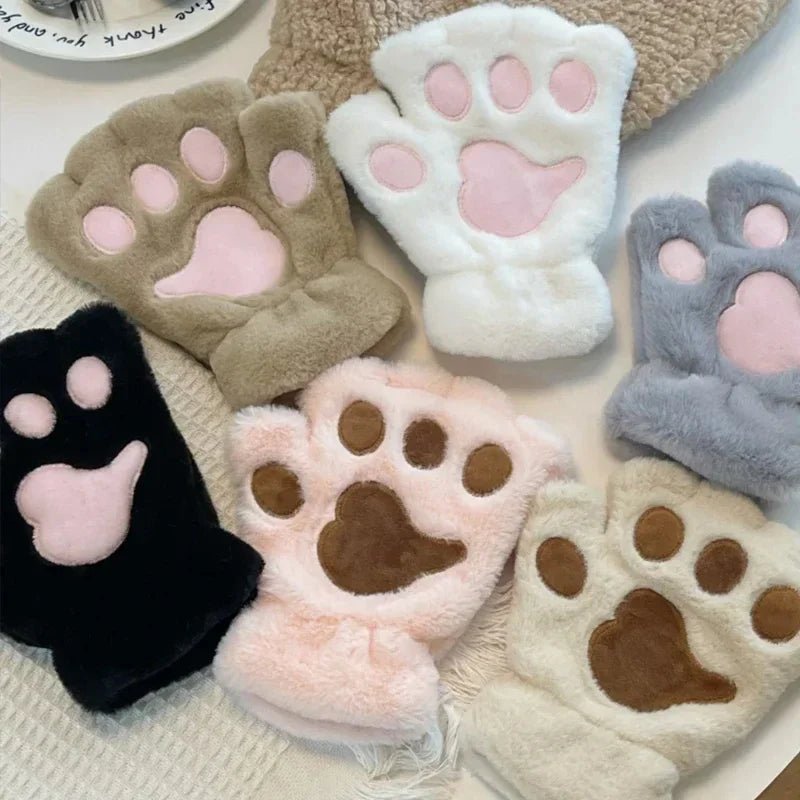 Cat Mittens, Fluffy Cat Gloves with Padded Claws