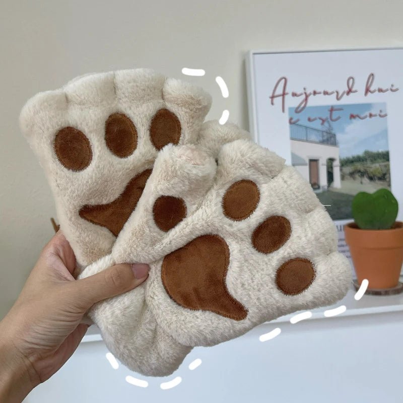 Cat Mittens, Cat Paw Gloves in Soft Plush Fleece