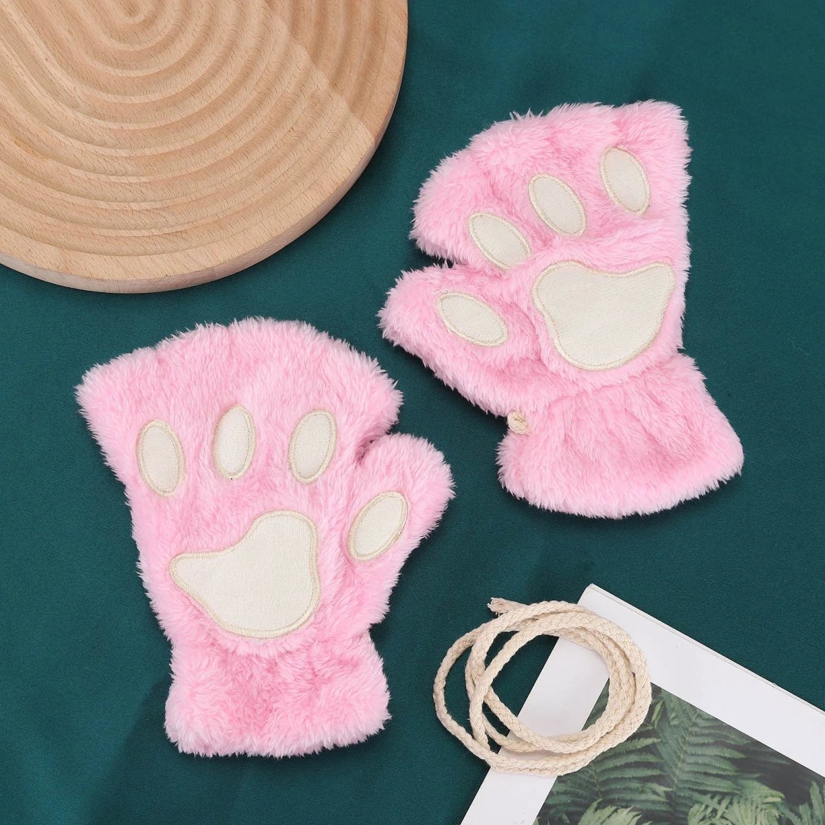 Cat Mittens, Cat Paw Gloves in Soft Plush Fleece – image 9
