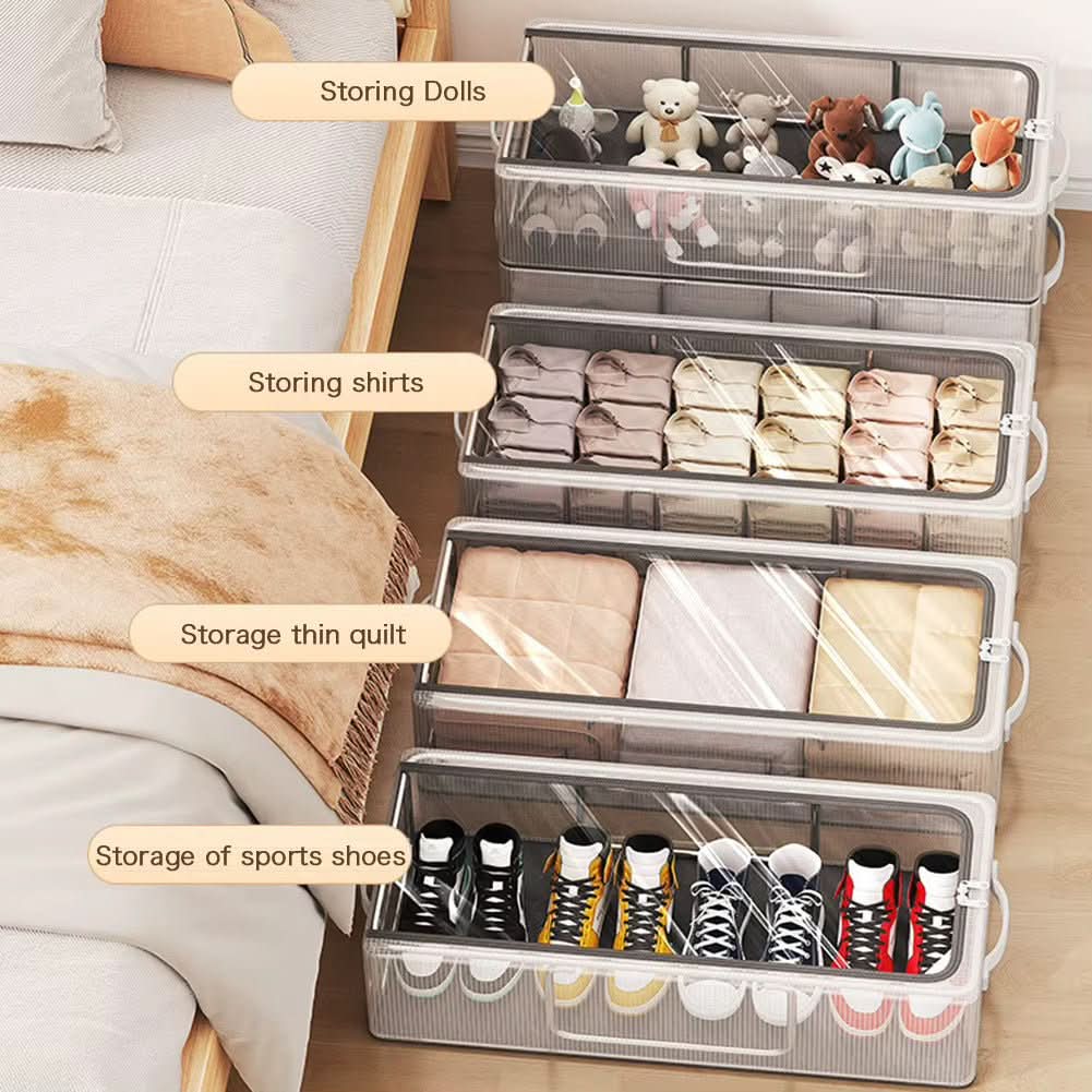 Shoe Storage Boxes, Clear Plastic Shoe Boxes with Ventilation, Stackable Plastic Storage Boxes with Steel Frame_03