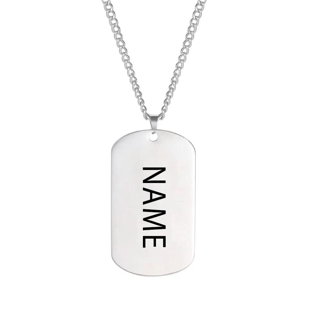 Mens Necklace with Engraved Dog Tag, Mens Chain Necklace in Stainless Steel – image 4