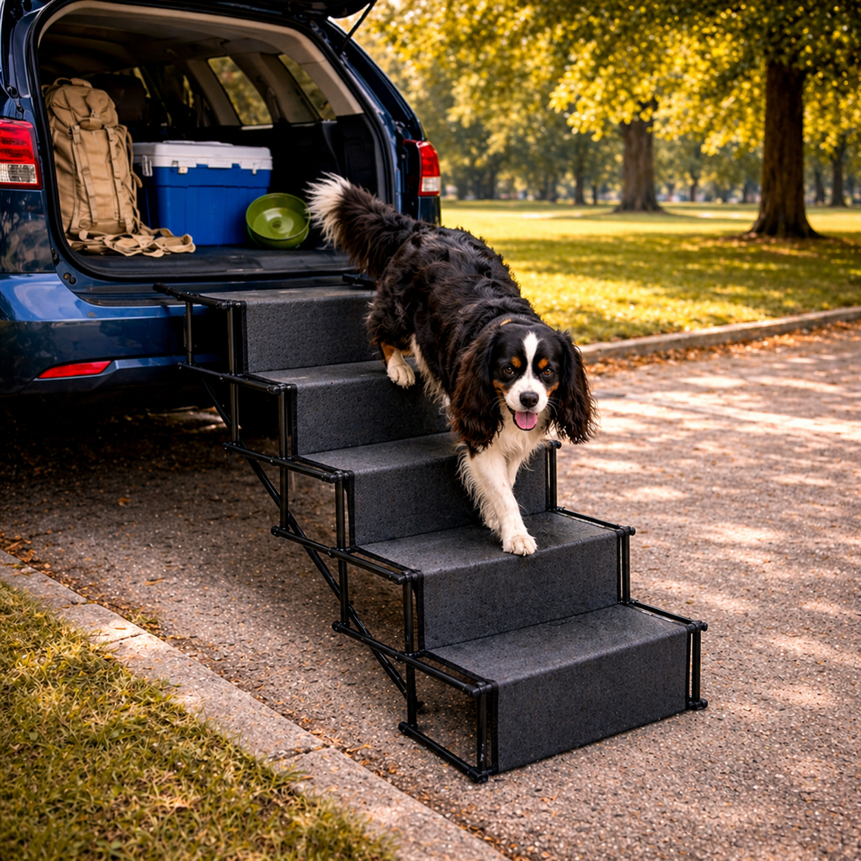 Pet Access | Foldable Dog Steps for Cars with Non-Slip Surface | 5-Step Design for Safe Vehicle Entry 3