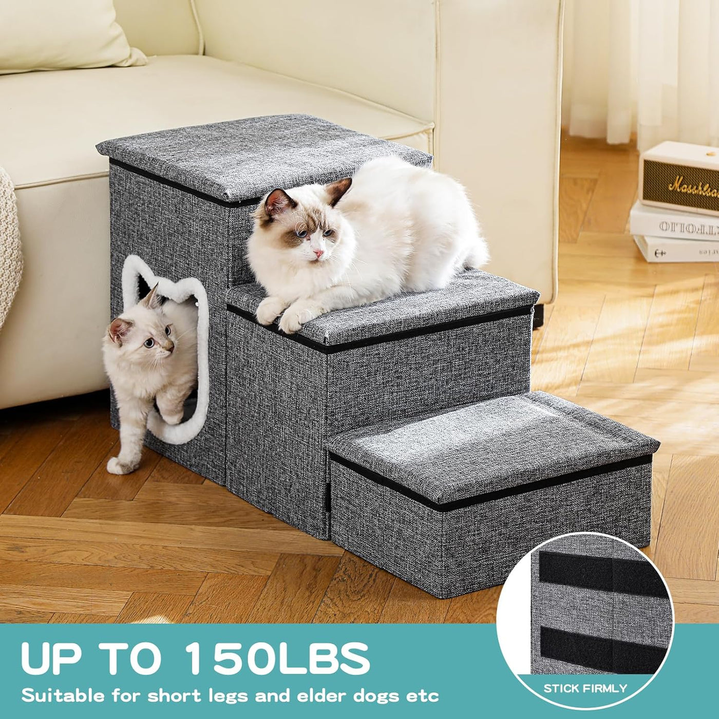 Pet Haven | 3-Step Dog Stairs for Bed with Non-Slip Design | Easy Access for Pets 4