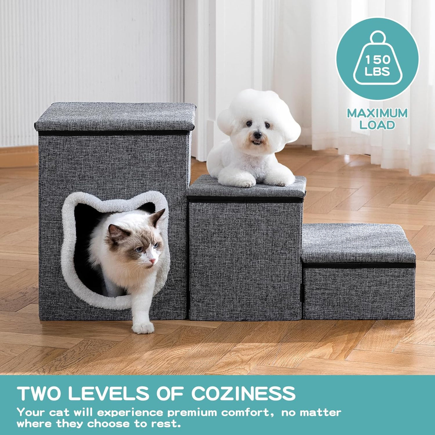 Pet Haven | 3-Step Dog Stairs for Bed with Non-Slip Design | Easy Access for Pets 5