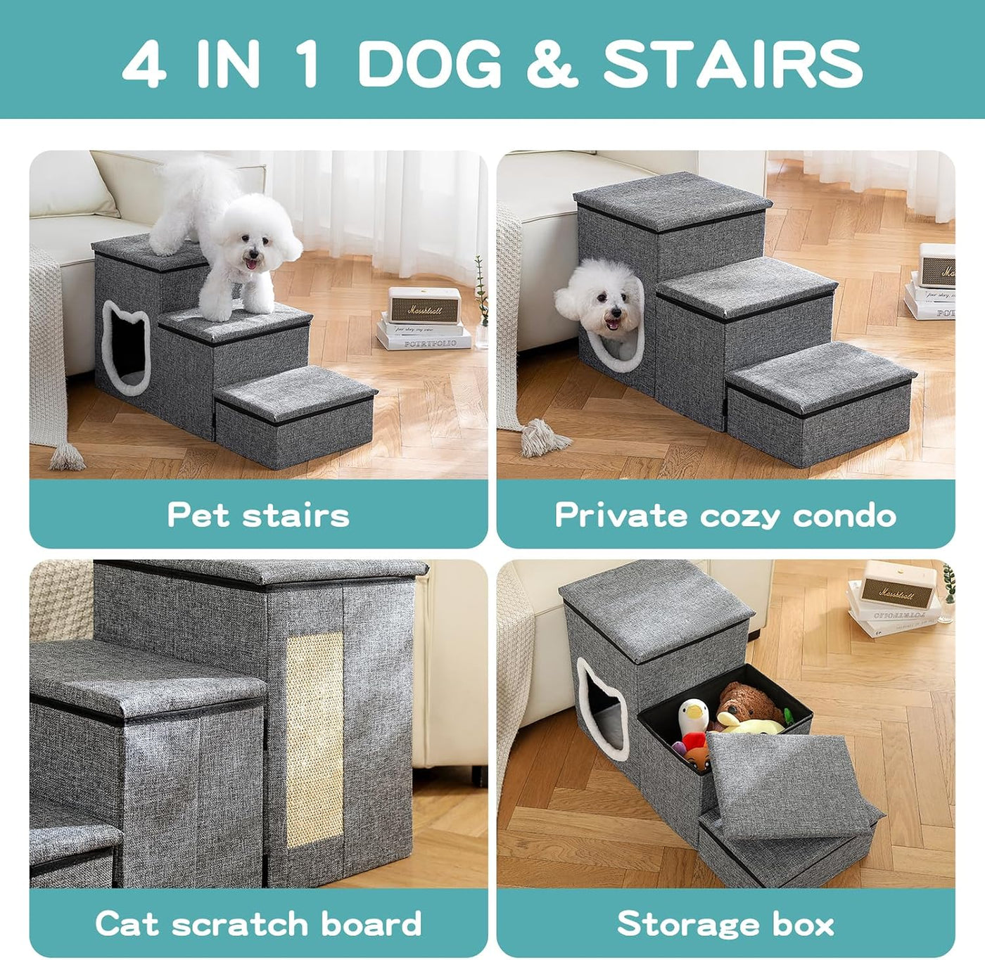Pet Haven | 3-Step Dog Stairs for Bed with Non-Slip Design | Easy Access for Pets 6