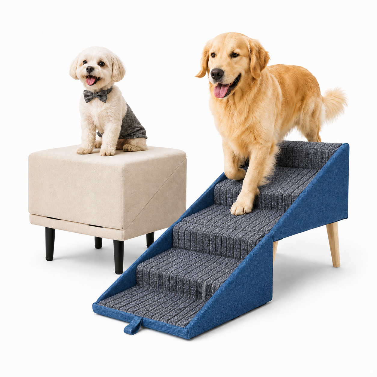 Pet Mobility Solutions | Dog Ramp and Steps with Non-Slip Surface | Foldable Design for Easy Access to Beds and Cars 1