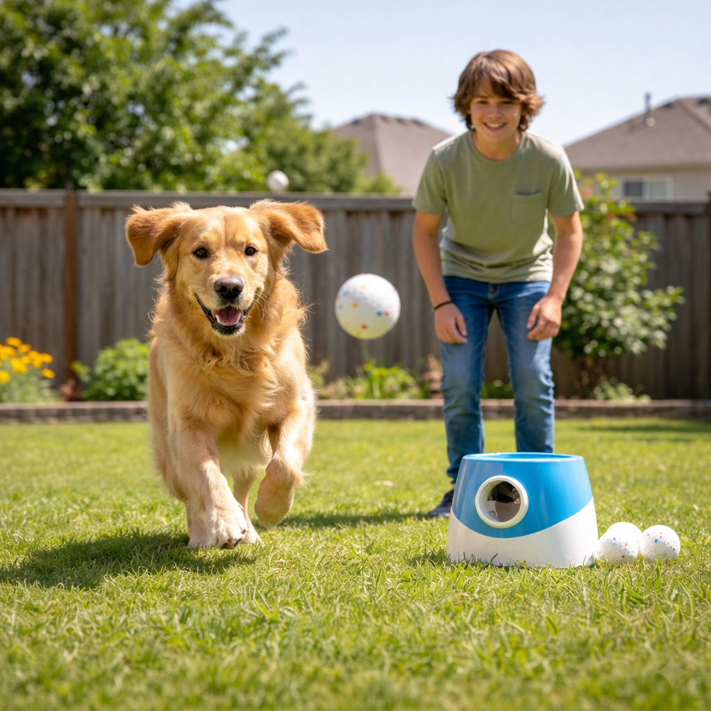Playtime Buddy | Electronic Ball Launcher for Dogs with Adjustable Distance | Engaging Fetch Toy for Active Pets 0
