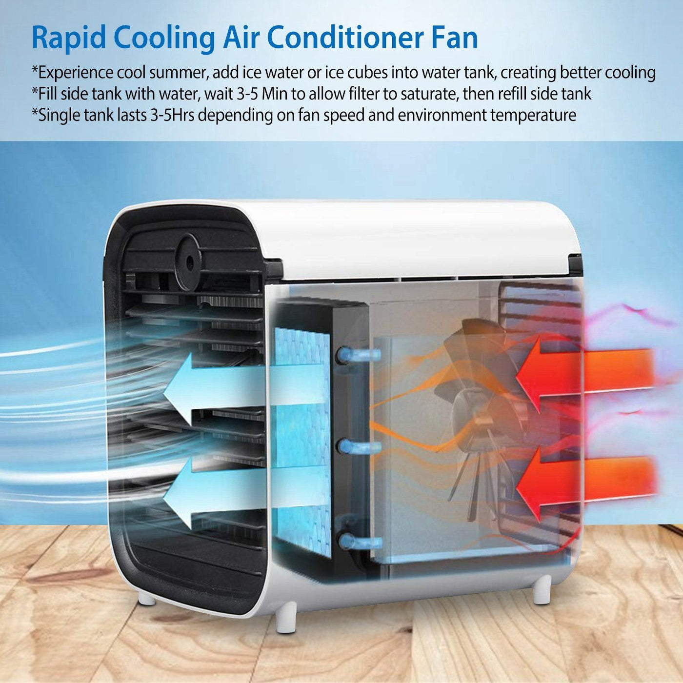 Portable Fan | Mini Air Conditioner with 7 LED Colors | Compact Cooling Solution for Refreshing Comfort 3