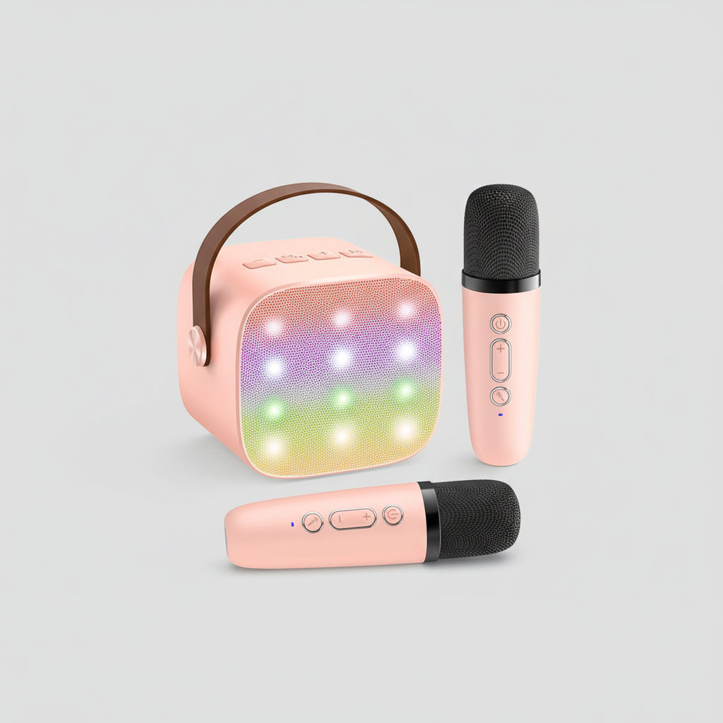 Portable Karaoke Machine | Bluetooth Speaker with LED Lights & Wireless Microphones | Fun for Kids and Family Gatherings 8