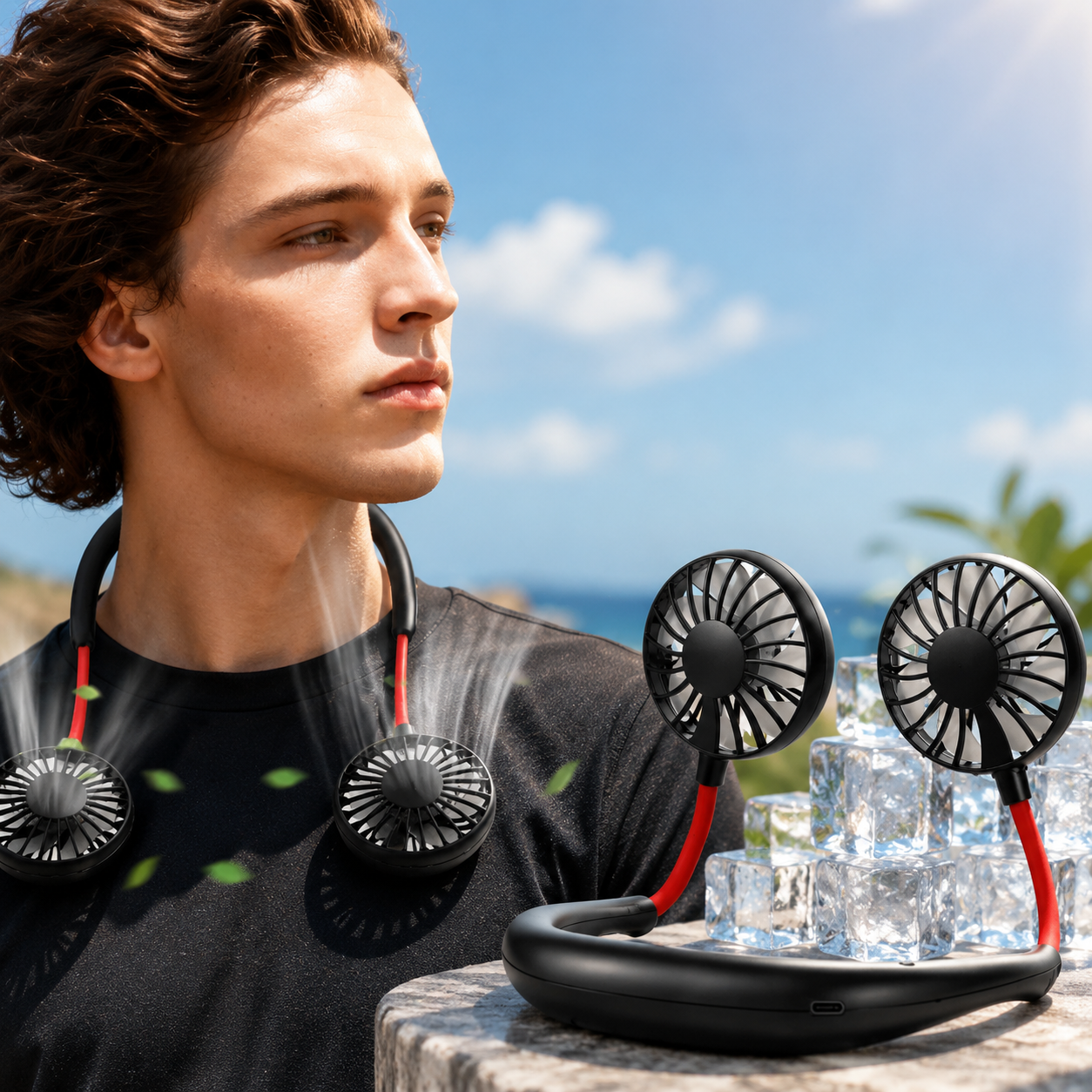 Portable Neck Fan | Rechargeable Hands-Free Cooling Device with Adjustable Airflow | Ideal for Outdoor Activities 0