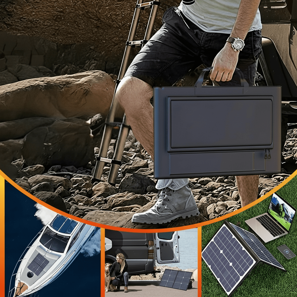 Portable Solar Panel 40 W, Foldable Solar Panel for Camping and Caravan