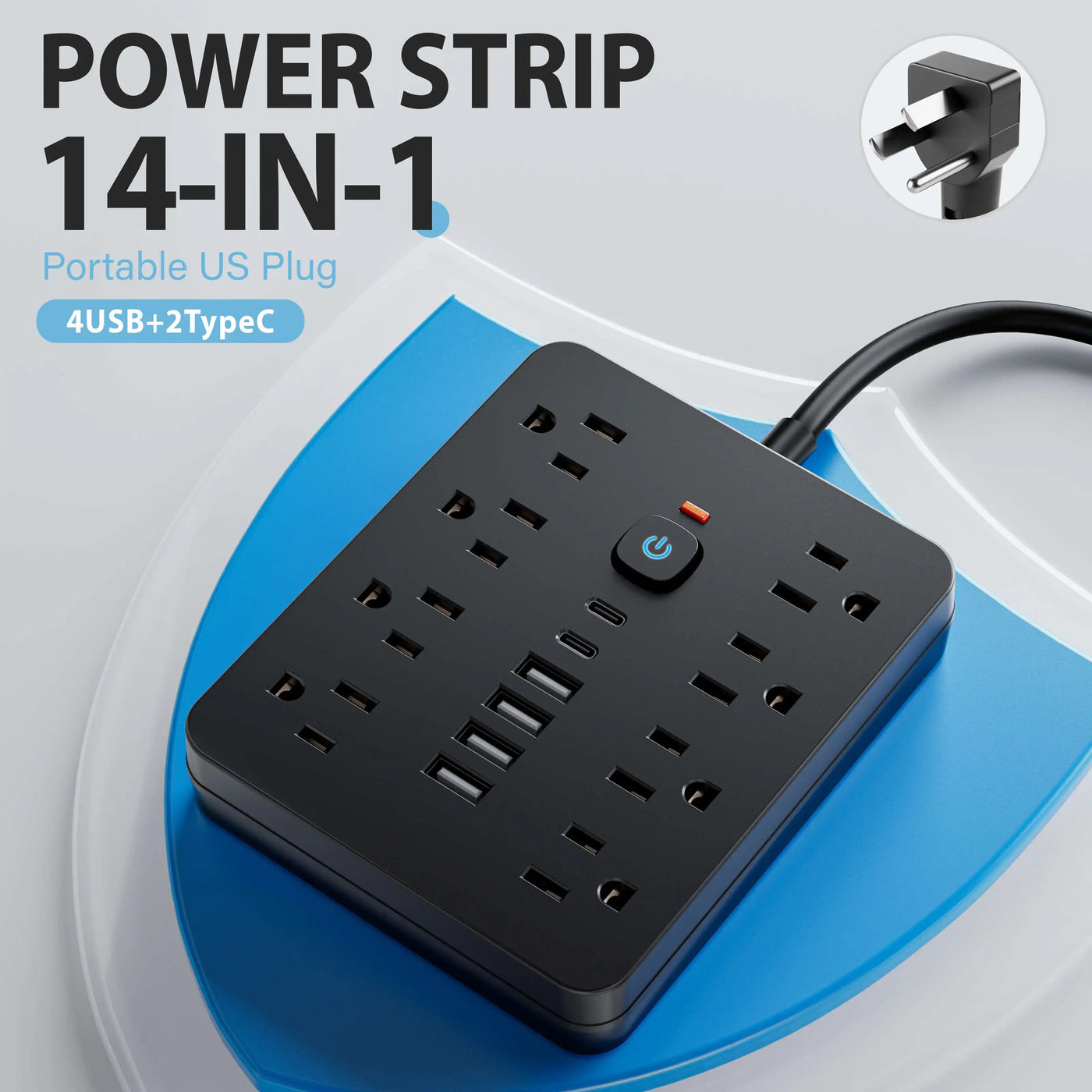 Power Hub | Surge Protector Power Strip with 8 AC Outlets & 4 USB Ports | Safe Charging Solution for Home & Office 2