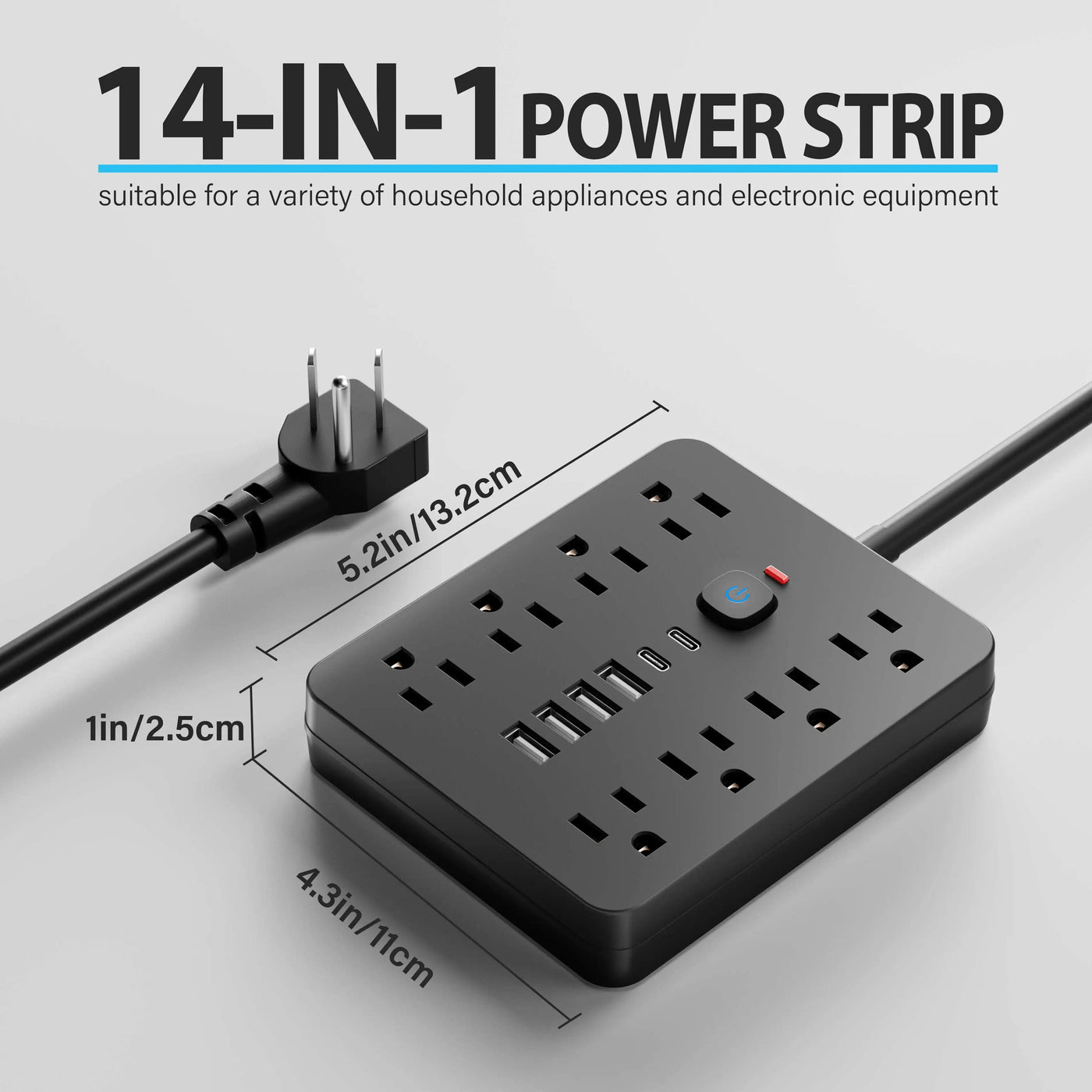Power Hub | Surge Protector Power Strip with 8 AC Outlets & 4 USB Ports | Safe Charging Solution for Home & Office 3