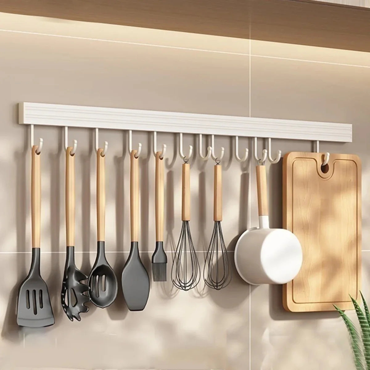 Wall Hook Rail 40 cm, Stainless Steel Hooks for Kitchen Storage, Chopping Board Holder and Kitchen Organiser_02