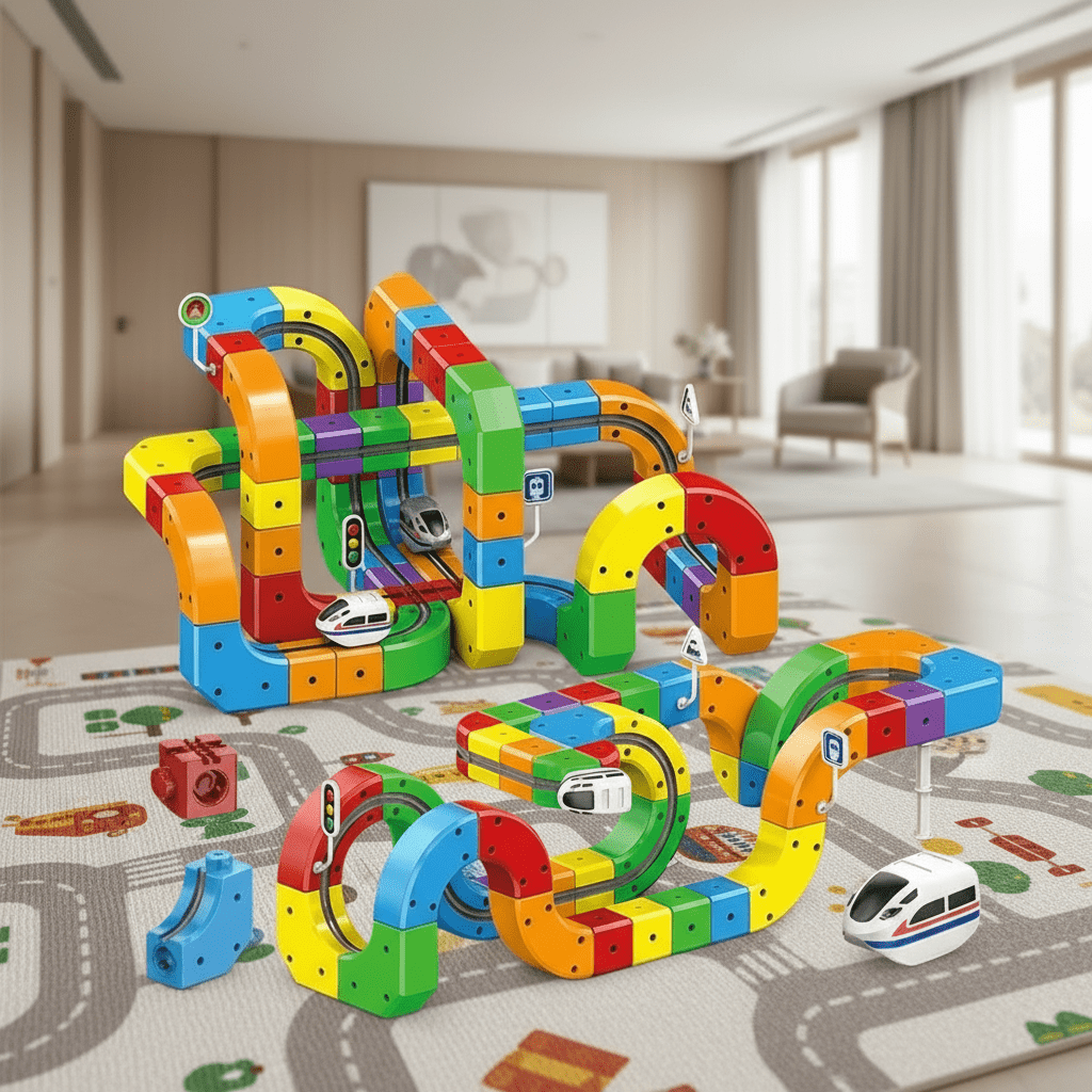 Electric Train Set for Kids, Toy Railway Construction Kit with Rechargeable Train, Educational Toys for 3 Year Olds