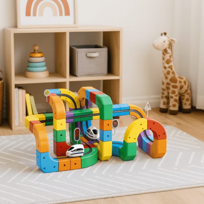 Electric Train Set for Kids, Toy Railway Construction Kit with Rechargeable Train – image 4
