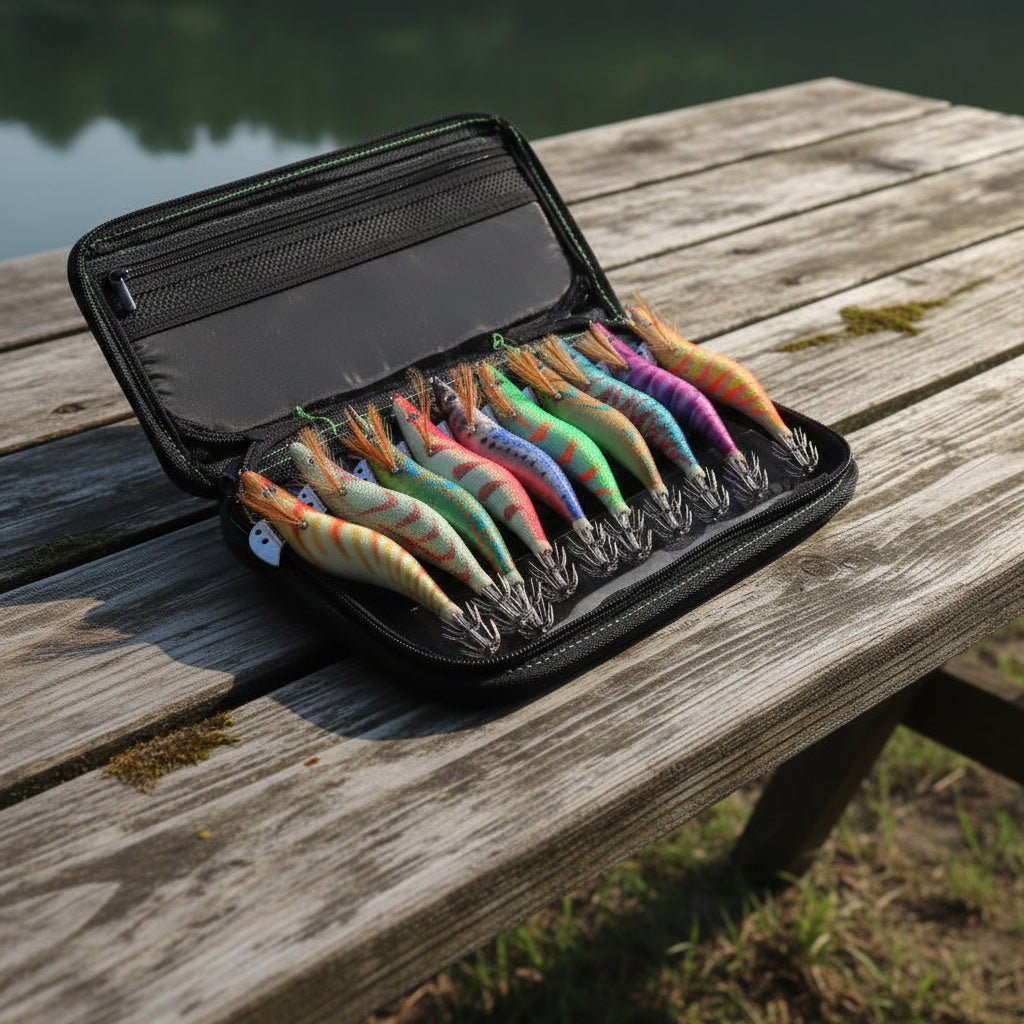Fishing Lures Set of 10, Shrimp Lures for Freshwater and Saltwater, Wooden Sea Fishing Lures, Sea Fishing Tackle