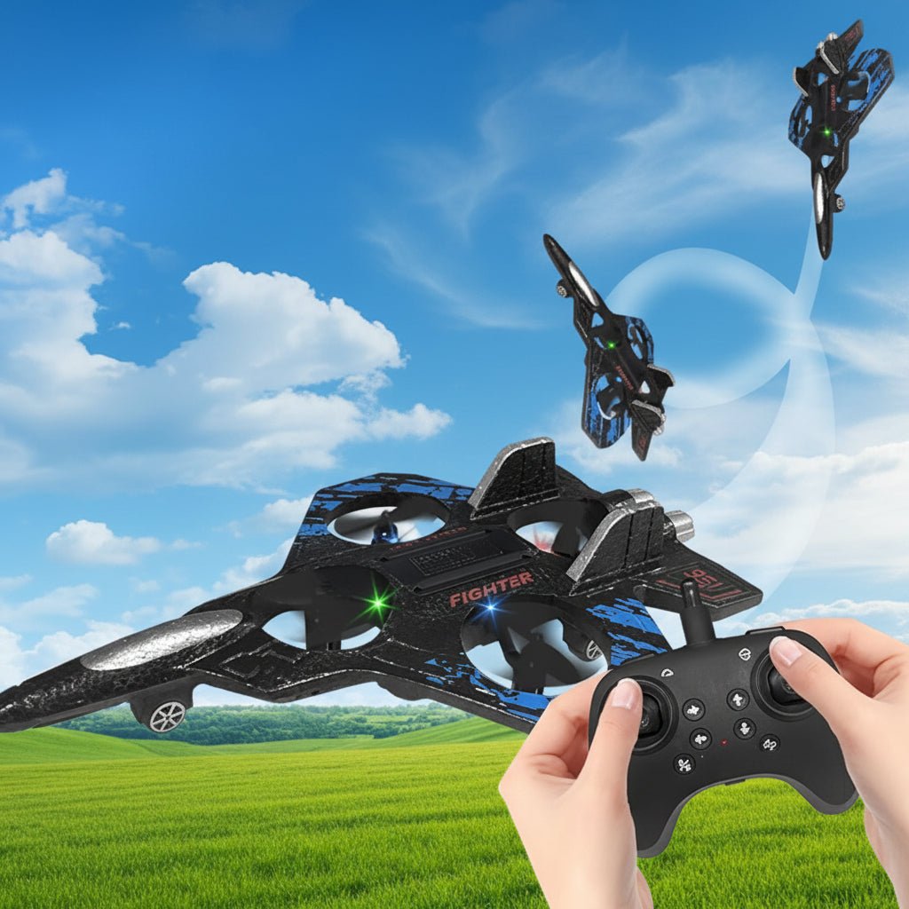 RC Fighter Jet with Gyro, Remote Control Plane for Beginners, RC Airplane with 2.4 GHz Remote and USB Charging_02