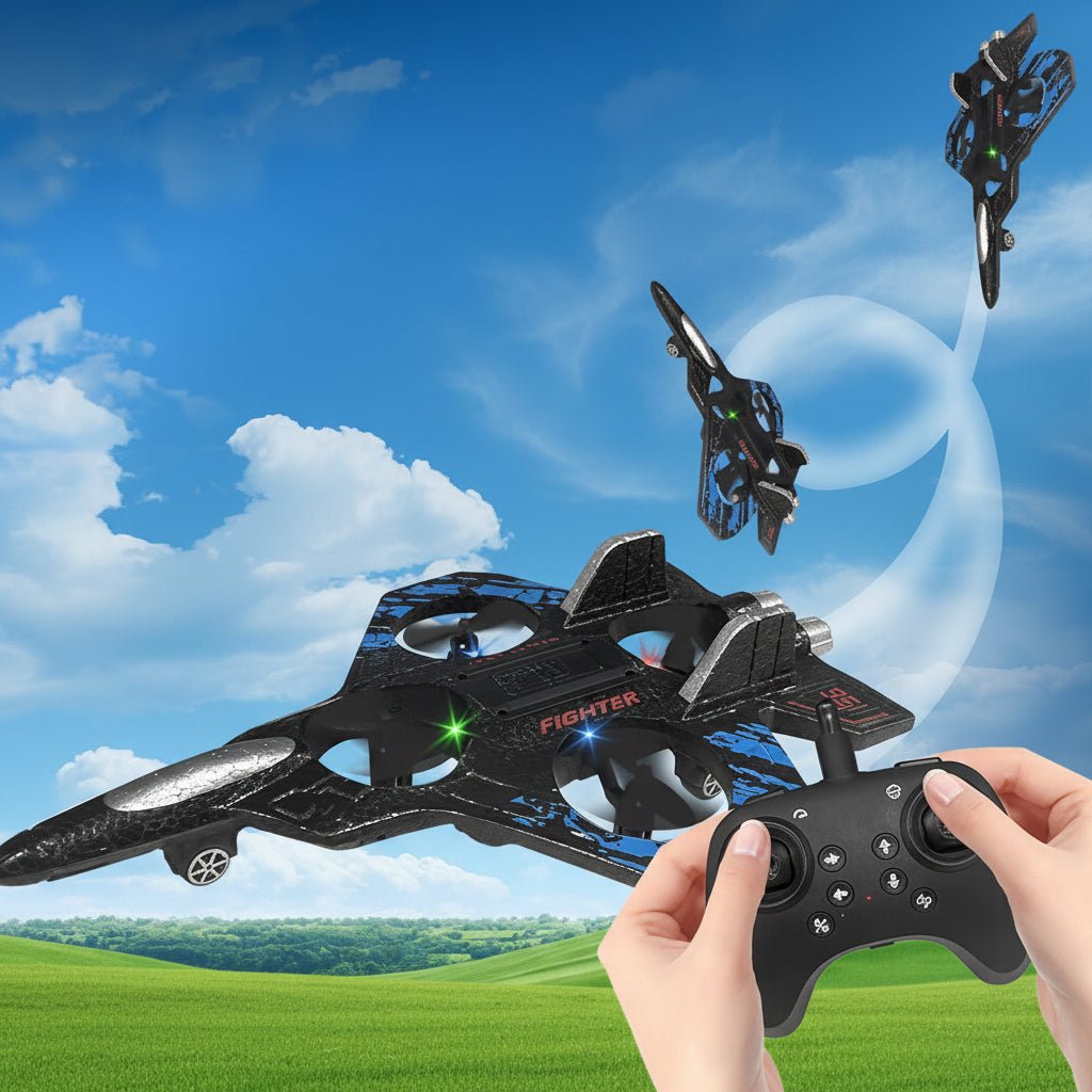 RC Fighter Jet with Gyro, Remote Control Plane for Beginners, RC Airplane with 2.4 GHz Remote and USB Charging_06