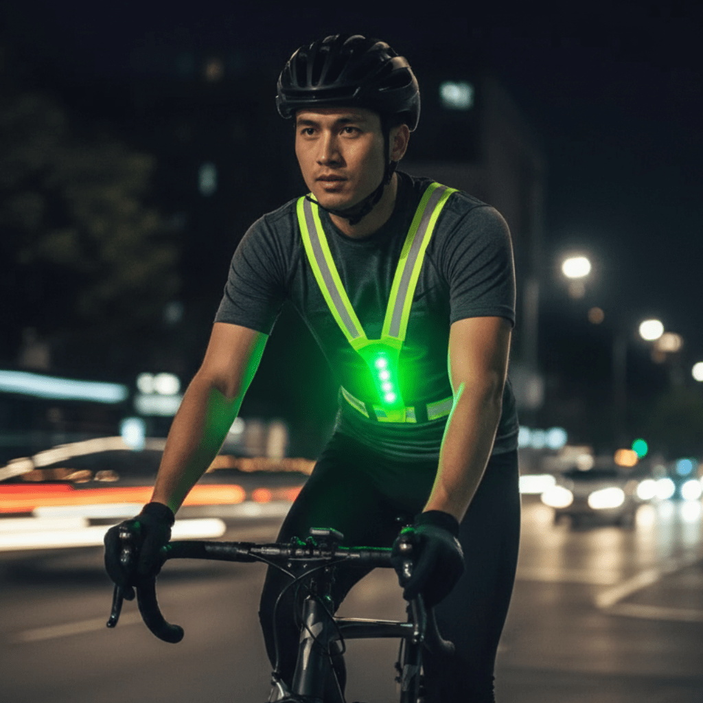 Running Vest with Lights, Reflective Running Gilet for Cycling and Walking, Rechargeable LED Safety Vest with 3 Modes