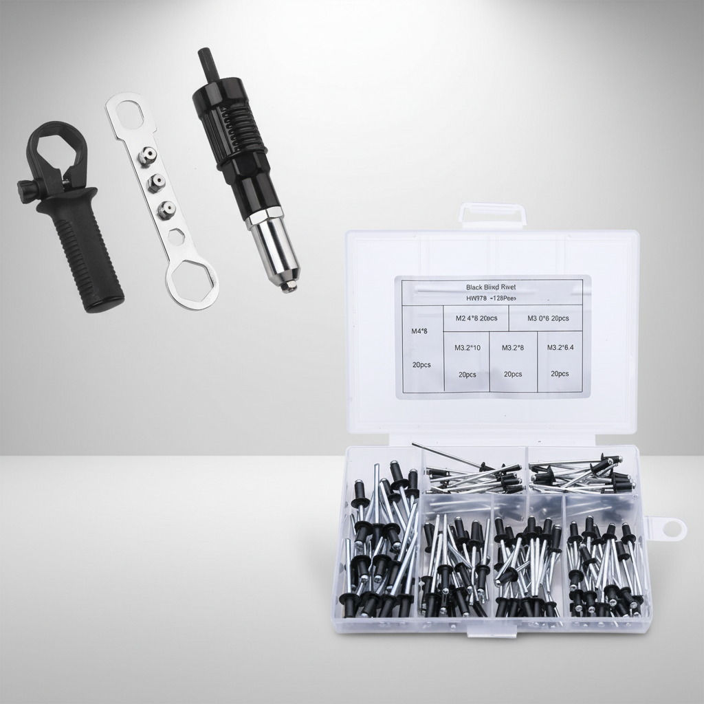 Rivet Tool Kit | Electric Drill Adapter with Interchangeable Nozzles | Versatile Fastening Solution for Home Repairs 9