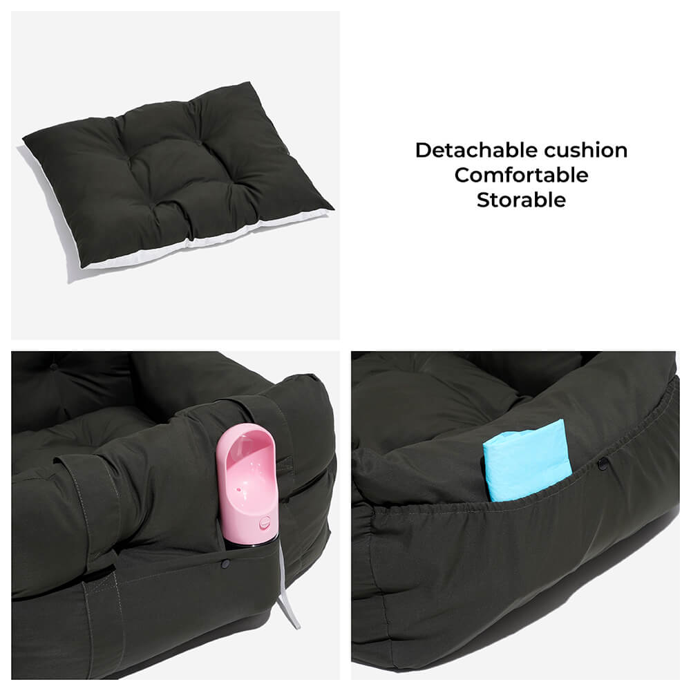 RoadTrip Collection | Dog Car Seat Bed with Adjustable Safety Straps | Cozy Design for Secure Travel 3