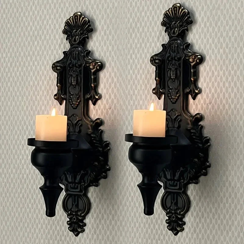 Wall Candle Holders Set of 2, Wrought Iron Candle Wall Sconce, Metal Wall Decor for Living Room, Home Decoration_00