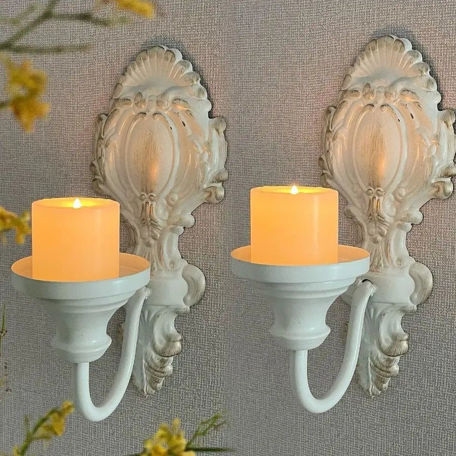 Wall Candle Holders Set of 2, Wrought Iron Candle Wall Sconce, Metal Wall Decor for Living Room, Home Decoration_06