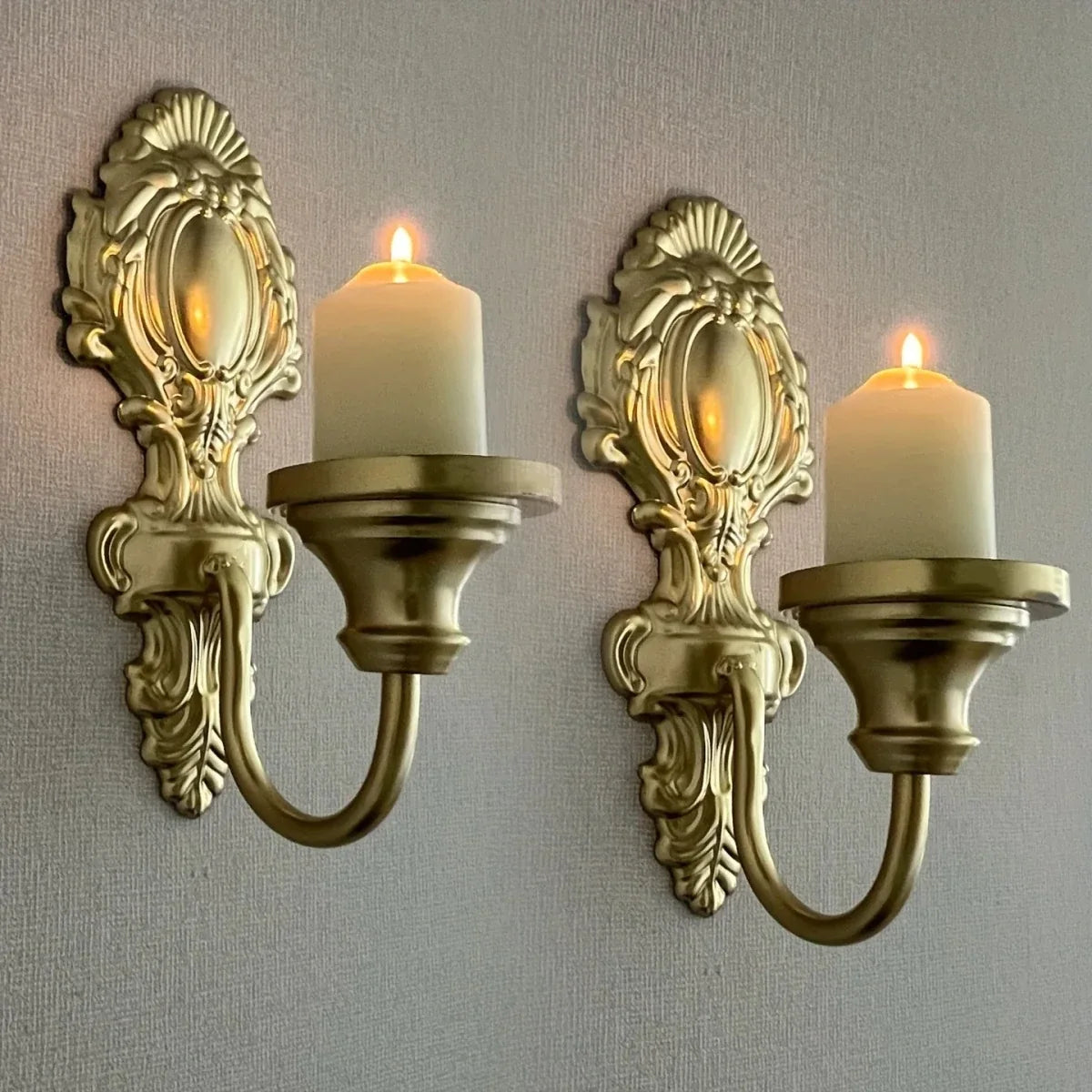 Wall Candle Holders Set of 2, Wrought Iron Candle Wall Sconce, Metal Wall Decor for Living Room, Home Decoration_07