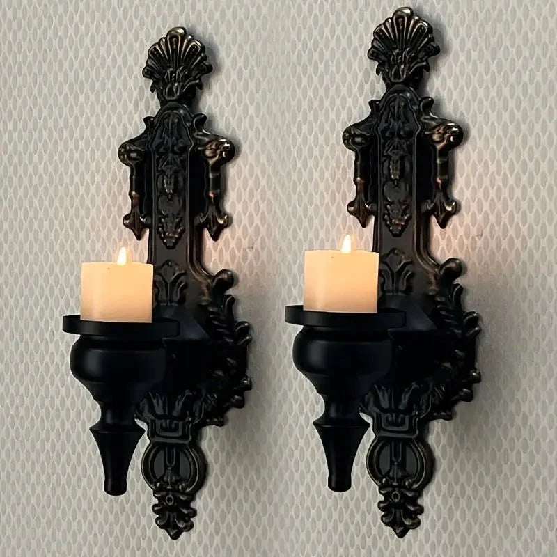 Wall Candle Holders Set of 2, Wrought Iron Candle Wall Sconce, Metal Wall Decor for Living Room, Home Decoration_08