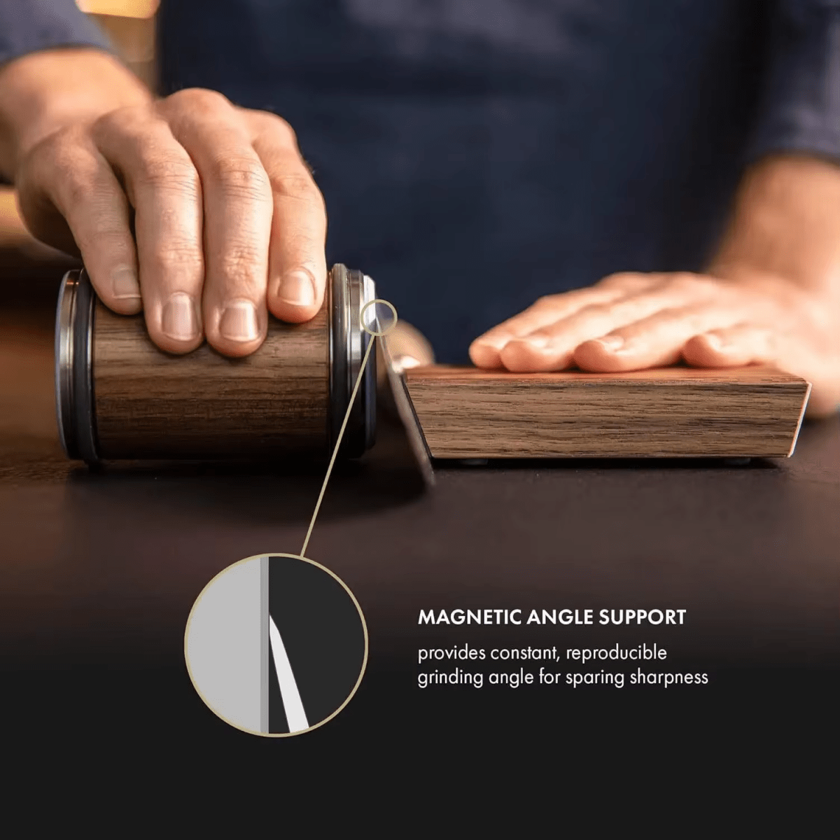 Rolling Knife Sharpener with Diamond Roller, Magnetic Angle Guide