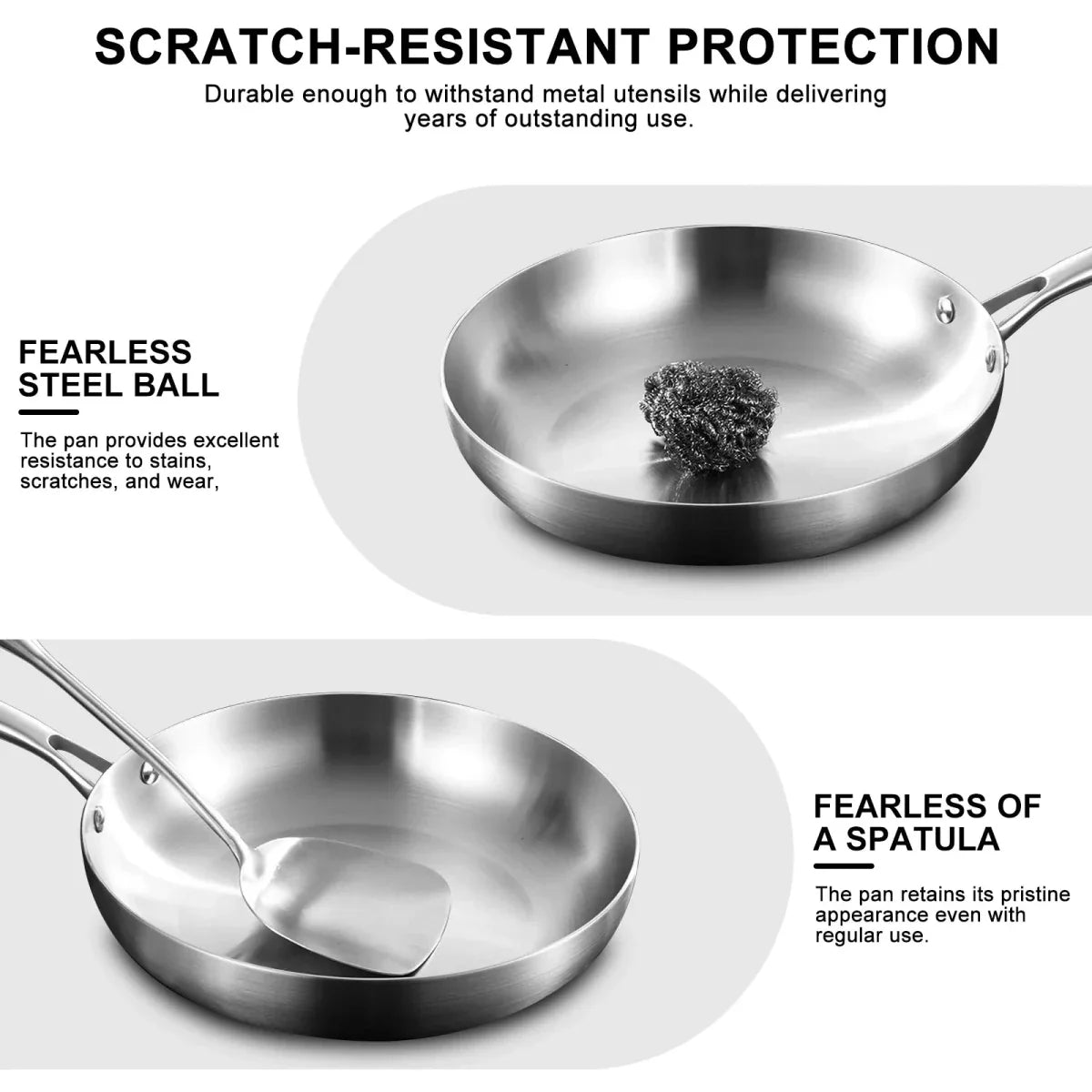 Stainless Steel Frying Pan, Uncoated Steak Pan – image 3