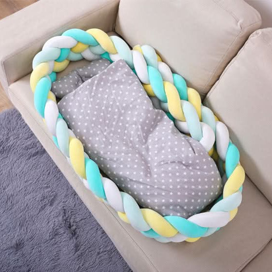 Braided Cot Bumper, Cotton Woven Crib Bumper in 1 to 4 m Lengths, Nursery Decor in Solid Colours_36
