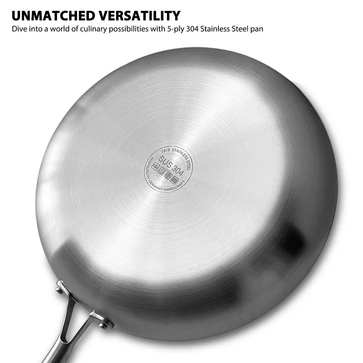 Stainless Steel Frying Pan, 304 Stainless Steel Cookware