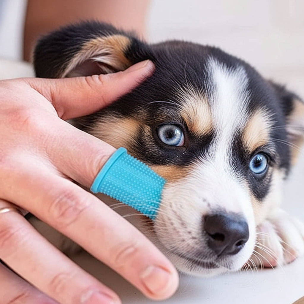 Dog Finger Toothbrush with 360 Degree Bristles, Dog Dental Care for Teeth and Gums